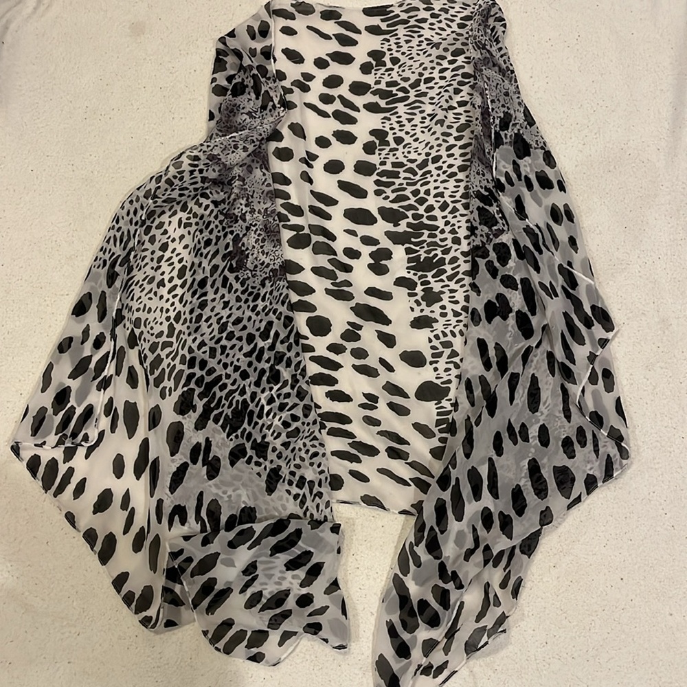 Beautiful Animal Print Black and White Wrap Around Shawl or Scarf One Size